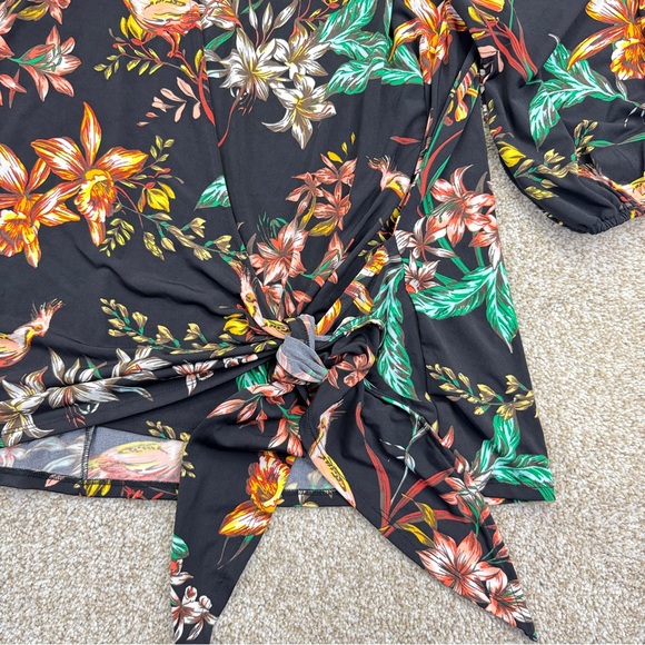 NEW Worthington Black Floral Wrap Blouse Womens Size 4X Stretch - Picture 3 of 16